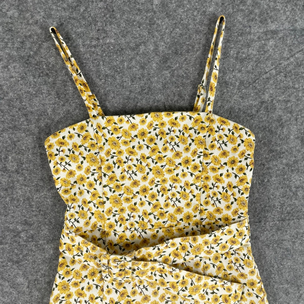 Forever 21 Sunflower Floral Mini Dress w/ Belt Yellow 90s Cottagecore Small - Picture 4 of 13
